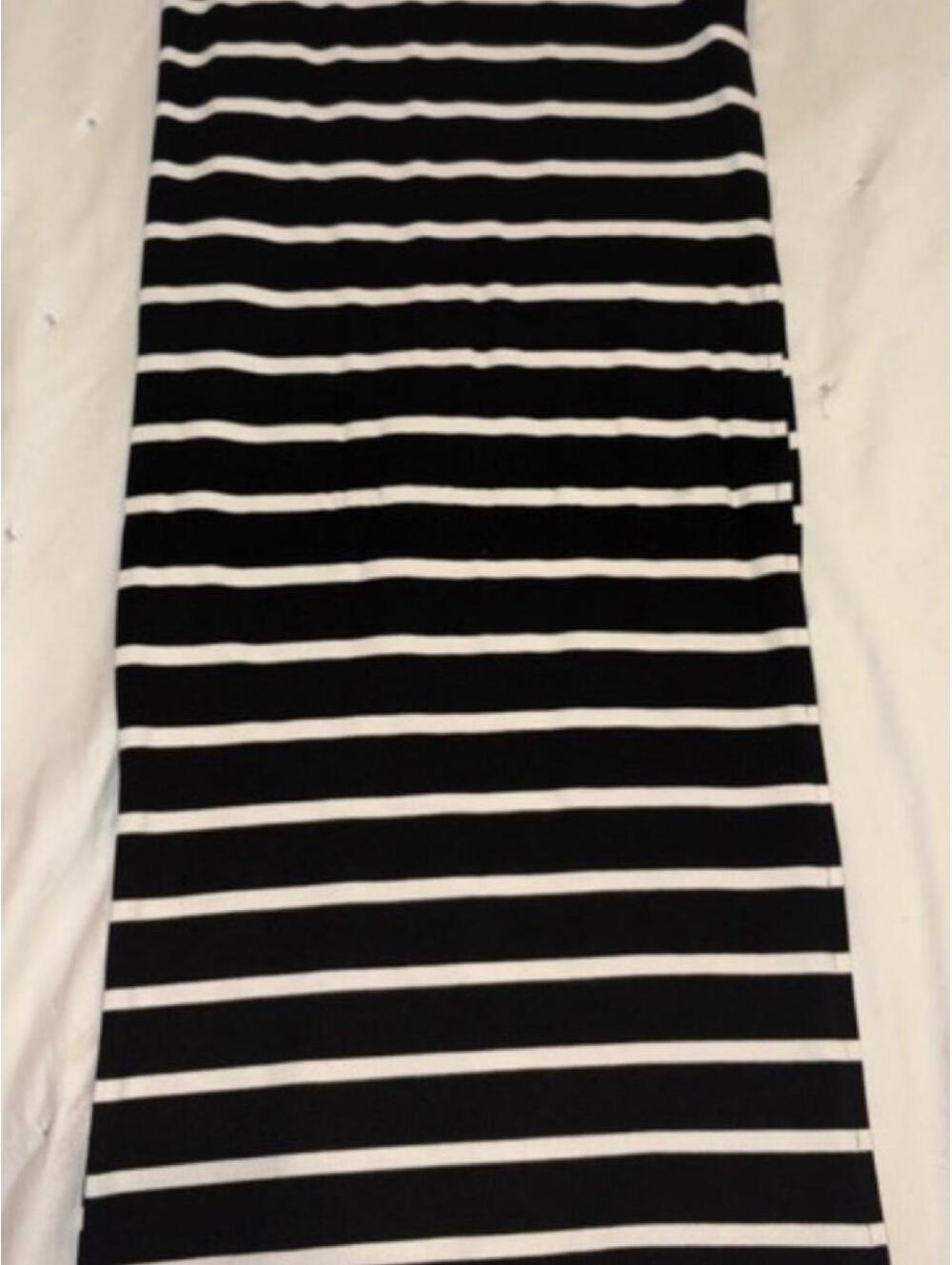 Streetwear Society Black and White Striped Maxi Skirt with Side Slit
